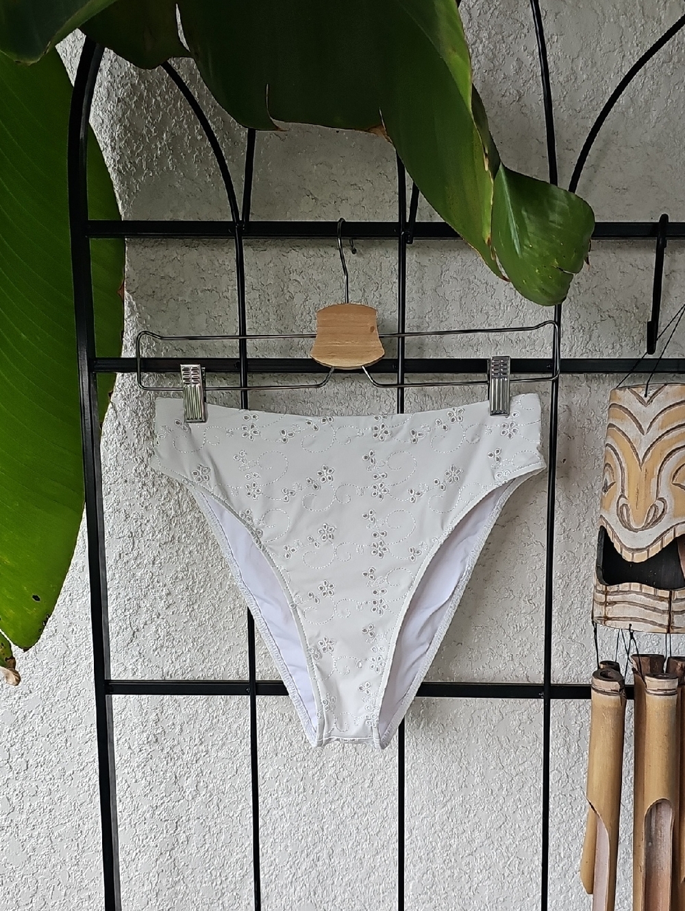 Frankie's Bikinis - Jasper - White Eyelet High-waisted Bikini Bottom